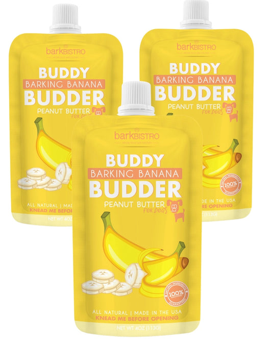Buddy Budder Barking Banana 4oz Squeeze - 3pk