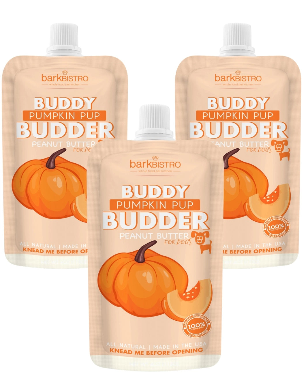 Buddy Budder Pumpkin Pup 4oz Squeeze - 3pk